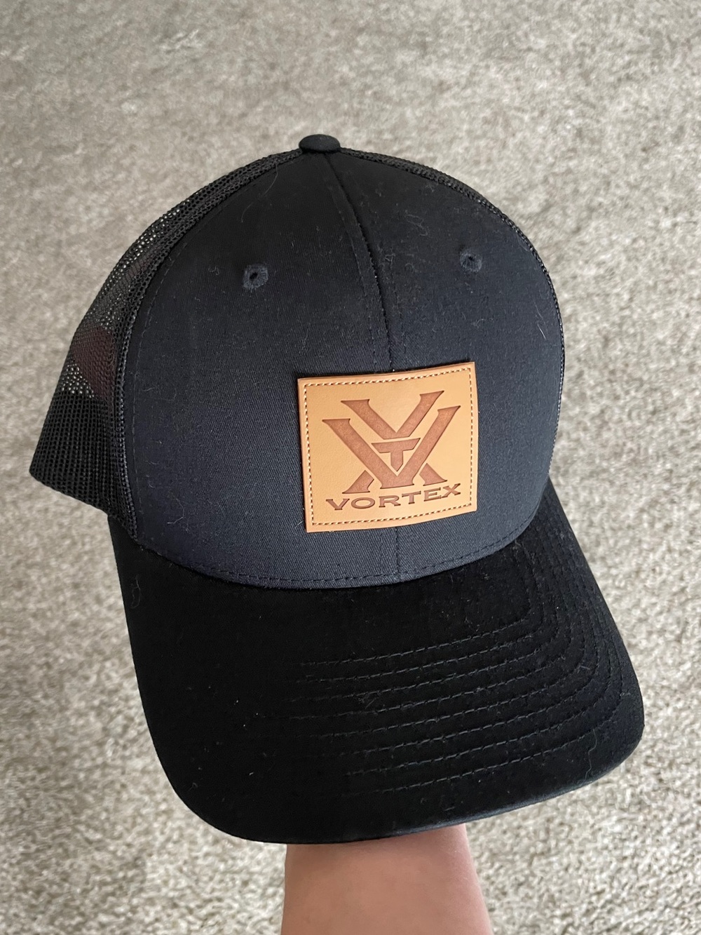 Vortex Optics SnapBack black trucker cap. Barneveld 608, Tactical, mesh